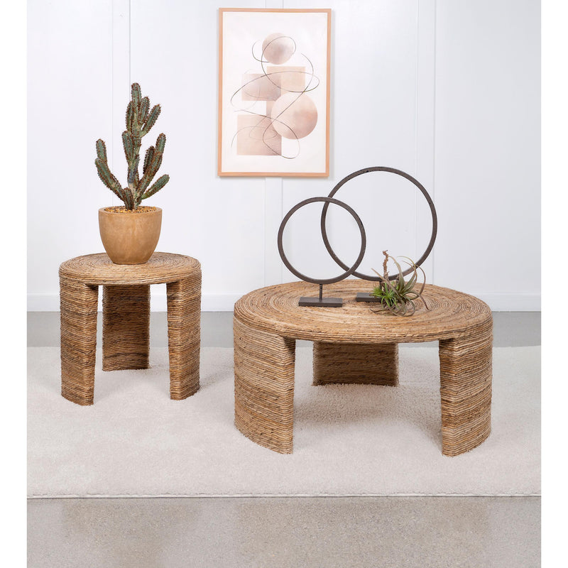 Coaster Furniture Artina 708508 Woven Rattan Round Coffee Table - Natural Brown IMAGE 4