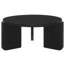  Coaster Furniture Cordova 709678 Round Solid Wood Coffee Table - Black IMAGE 3