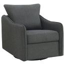  Coaster Furniture Madia 903393 Upholstered Sloped Arm Swivel Glider Chair - Charcoal IMAGE 1