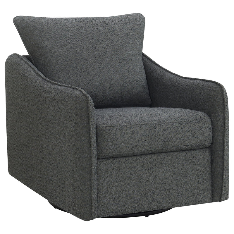  Coaster Furniture Madia 903393 Upholstered Sloped Arm Swivel Glider Chair - Charcoal IMAGE 1