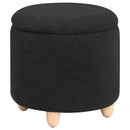 Coaster Furniture Valia 910227 Faux Sheepskin Upholstered Round Storage Ottoman - Black IMAGE 1