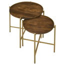  Coaster Furniture Malka 936168 2-piece Round Wood Nesting Table - Dark Brown and Gold IMAGE 3