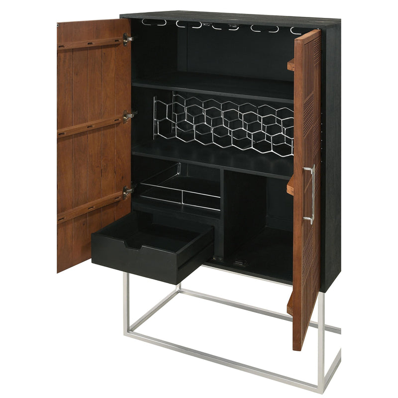  Coaster Furniture Borman 950318 2-door Home Bar Cabinet Wine Storage - Walnut and Black IMAGE 10
