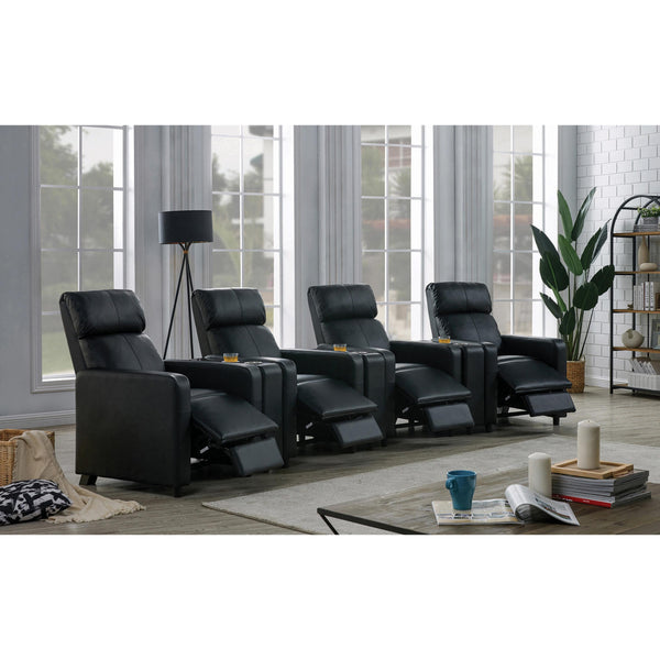 Coaster Furniture Toohey Leather Look Reclining Home Theater Seating with Wall Hugger 600181-S4A IMAGE 1