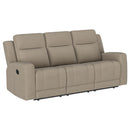  Coaster Furniture Brentwood 610281 Upholstered Motion Reclining Sofa - Taupe IMAGE 1