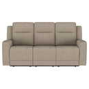  Coaster Furniture Brentwood 610281 Upholstered Motion Reclining Sofa - Taupe IMAGE 2