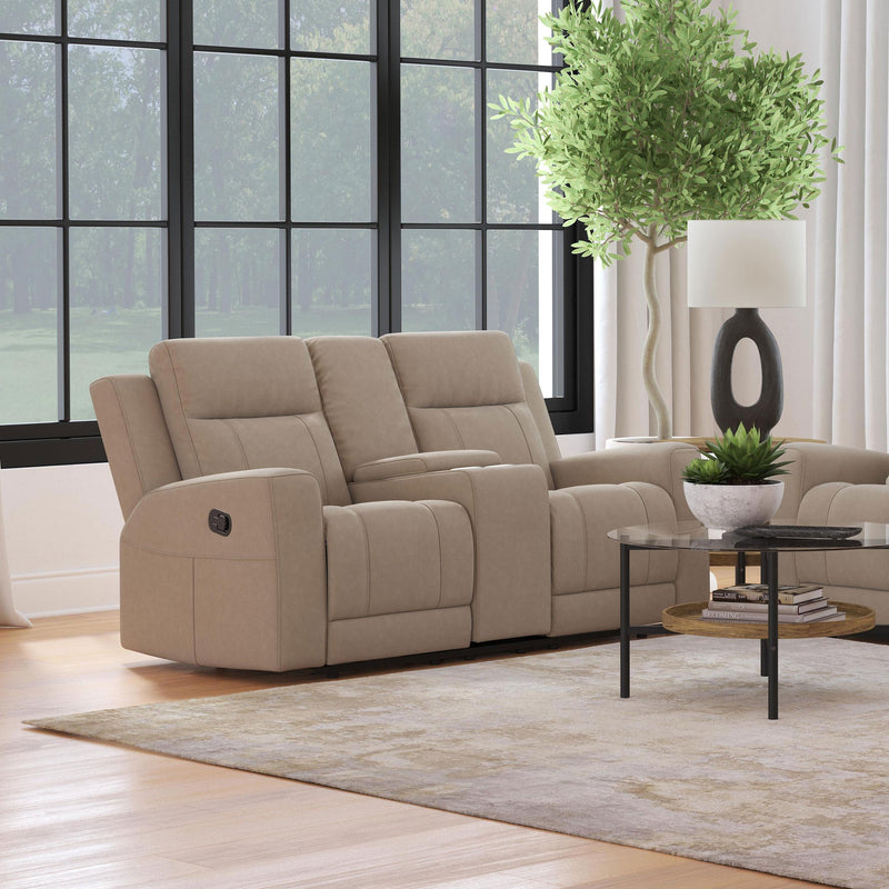  Coaster Furniture Brentwood 610282 Upholstered Motion Reclining Loveseat - Taupe IMAGE 10