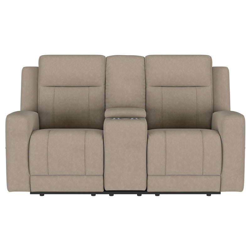  Coaster Furniture Brentwood 610282 Upholstered Motion Reclining Loveseat - Taupe IMAGE 3
