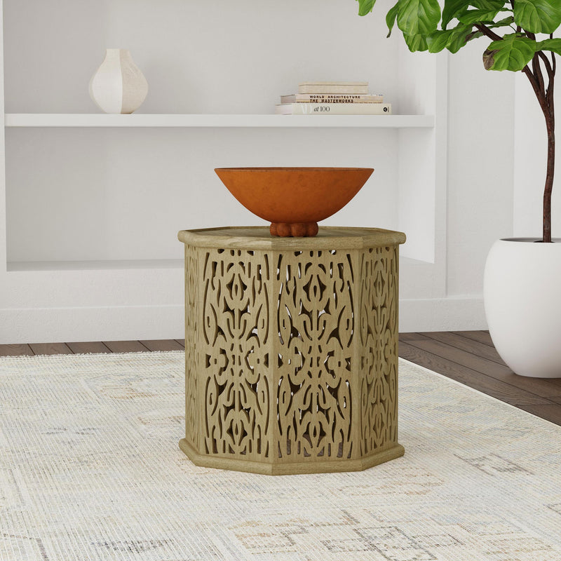  Coaster Furniture Torres 931148 Octagonal Solid Mango Wood Side Table - Natural Brown IMAGE 3