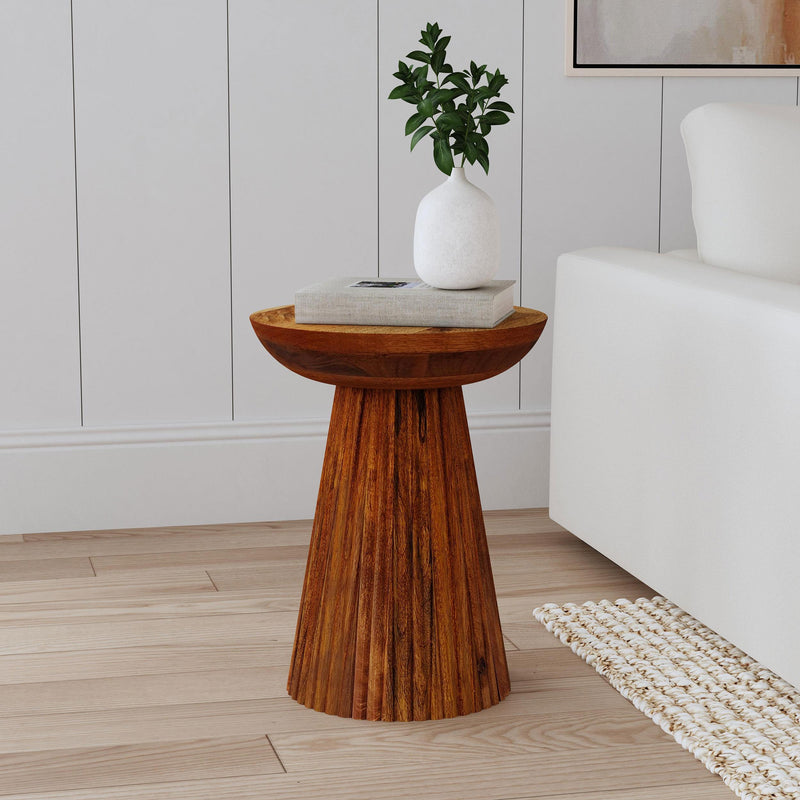  Coaster Furniture Aureo 931155 Round Solid Wood Accent Side Table - Wild Honey IMAGE 2