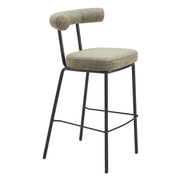 Zuo Kede 110100 Barstool - Green Tweed IMAGE 1