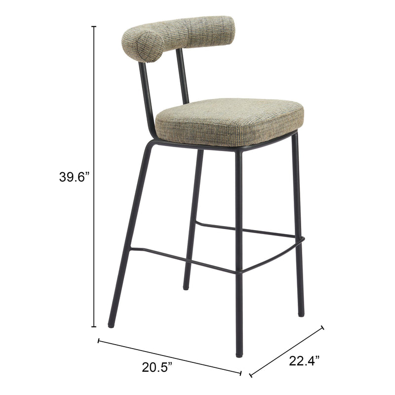 Zuo Kede 110100 Barstool - Green Tweed IMAGE 8