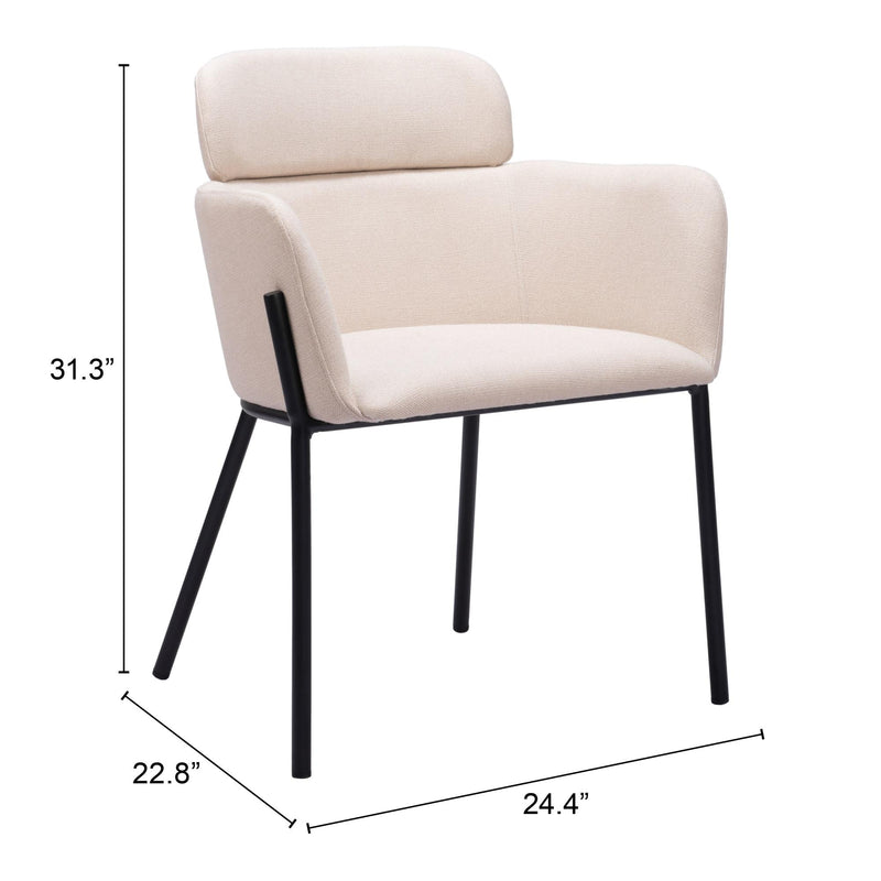 Zuo Bremor 110172 Dining Chair - Beige IMAGE 8