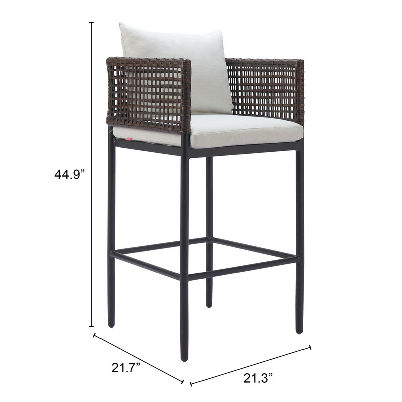 Zuo Palm 704028 Paradise Barstool - Grey IMAGE 11