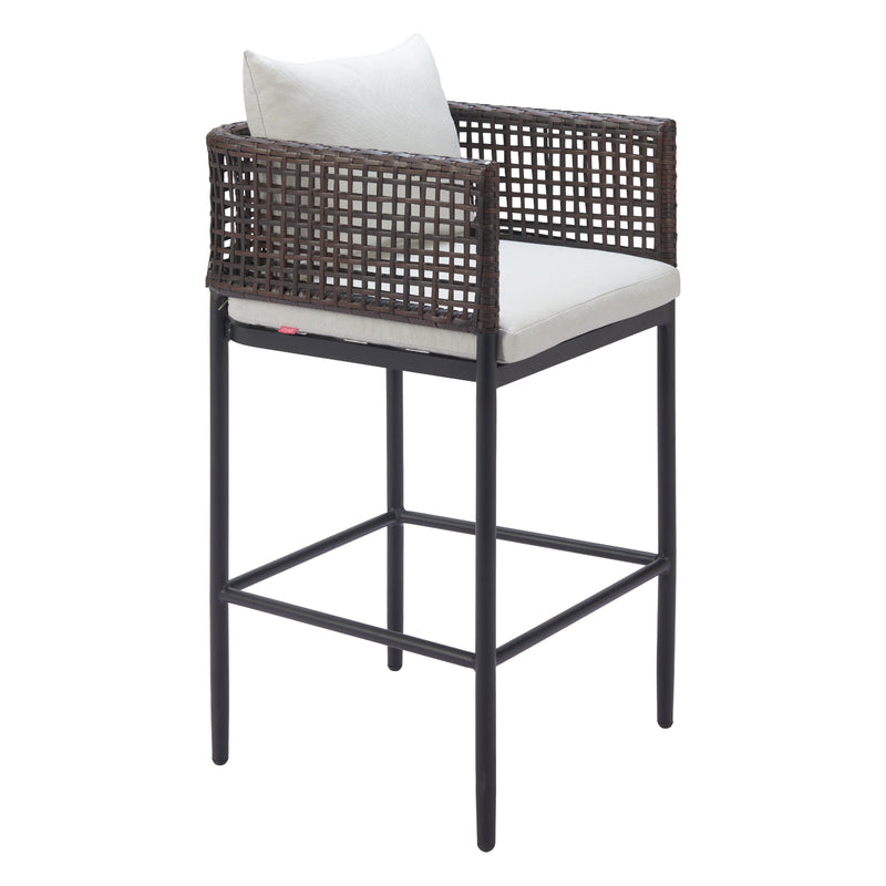 Zuo Palm 704028 Paradise Barstool - Grey IMAGE 6