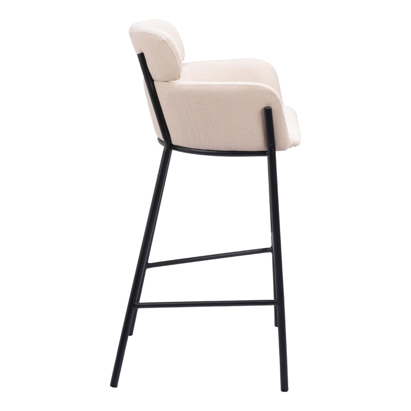 Zuo Bremor 110174 Barstool - Beige IMAGE 2