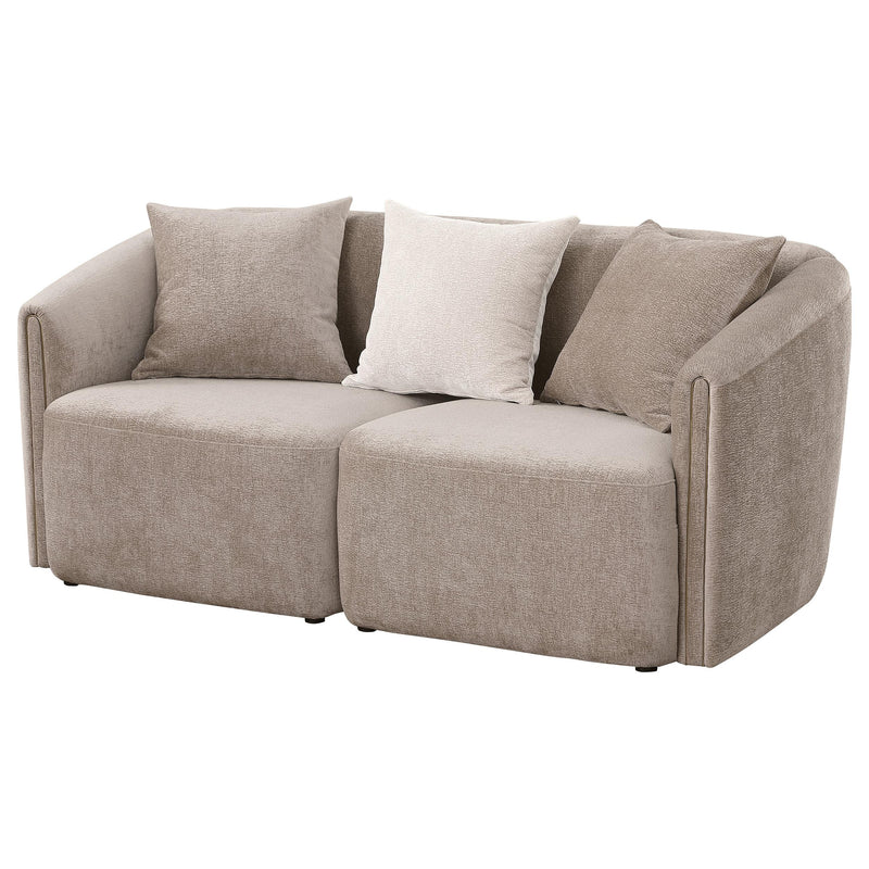 Coaster Furniture Townsend 504755 Chenille Upholstered Rolled Arm Loveseat - Latte IMAGE 3