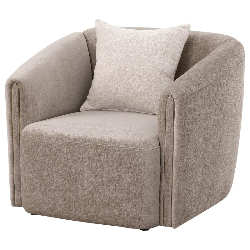 Coaster Furniture Townsend 504756 Chenille Upholstered Rolled Arm Chair - Latte IMAGE 3