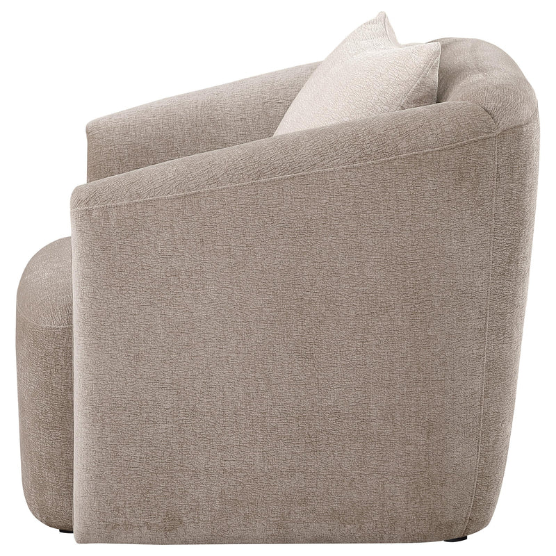 Coaster Furniture Townsend 504756 Chenille Upholstered Rolled Arm Chair - Latte IMAGE 4