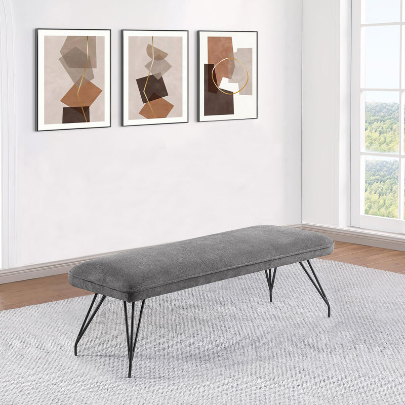  Coaster Furniture Dodson 108487 Fabric Upholstered Dining Bench - Grey IMAGE 5
