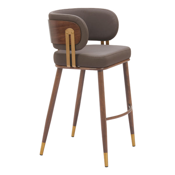 Zuo Brew 110327 Barstool - Brown & Walnut IMAGE 1