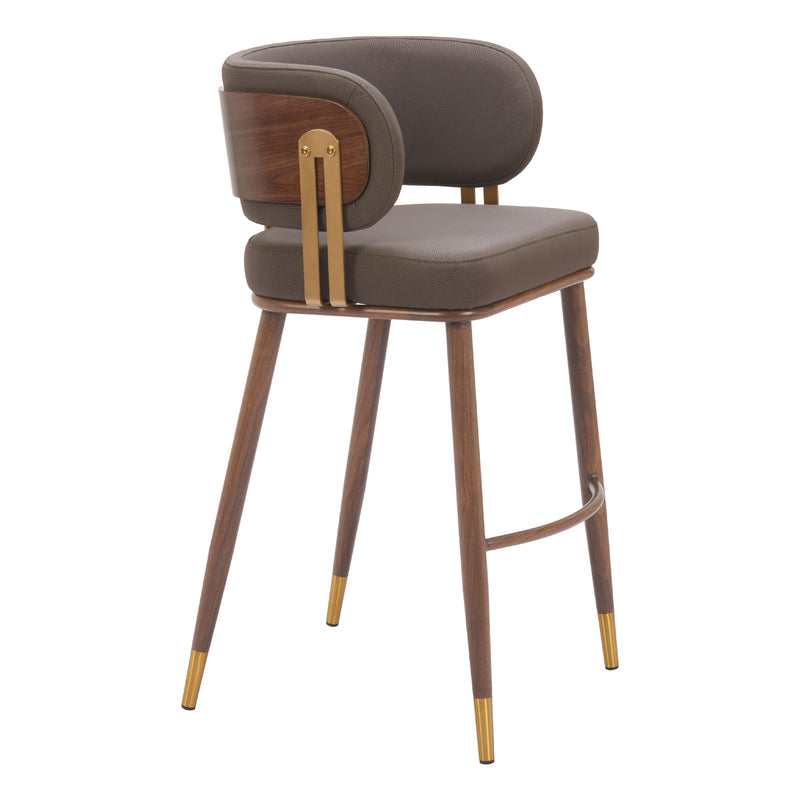 Zuo Brew 110327 Barstool - Brown & Walnut IMAGE 1