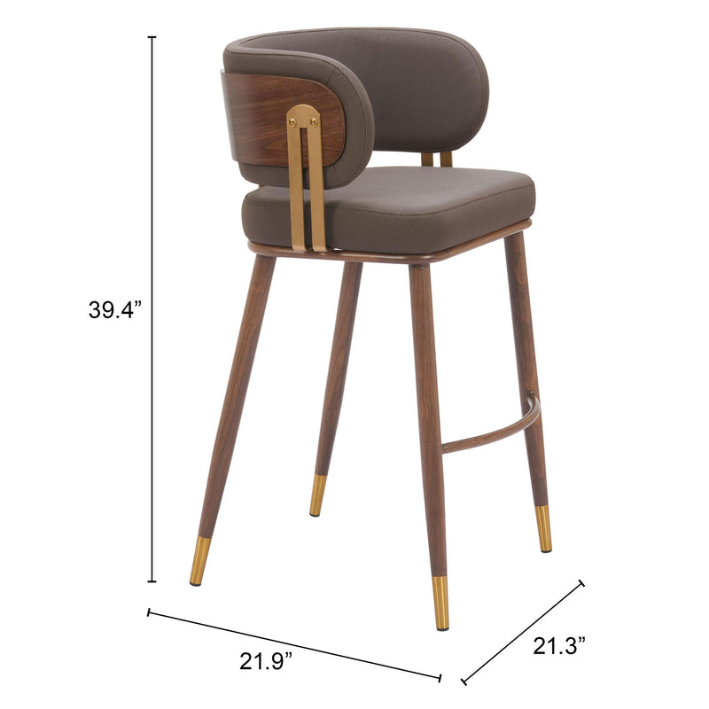 Zuo Brew 110327 Barstool - Brown & Walnut IMAGE 8