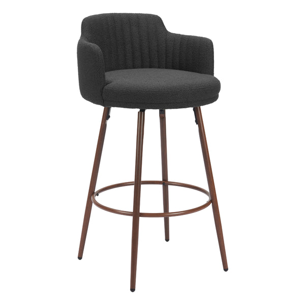 Zuo Kono 110374 Swivel Barstool - Black & Walnut IMAGE 1