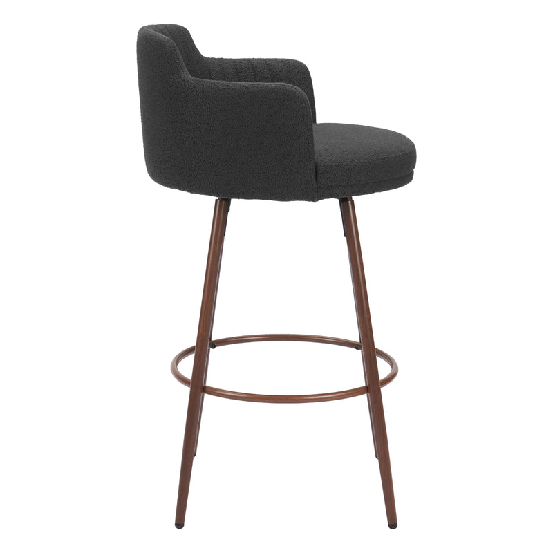 Zuo Kono 110374 Swivel Barstool - Black & Walnut IMAGE 2