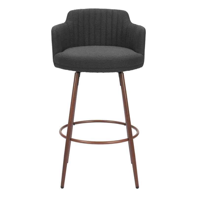 Zuo Kono 110374 Swivel Barstool - Black & Walnut IMAGE 3