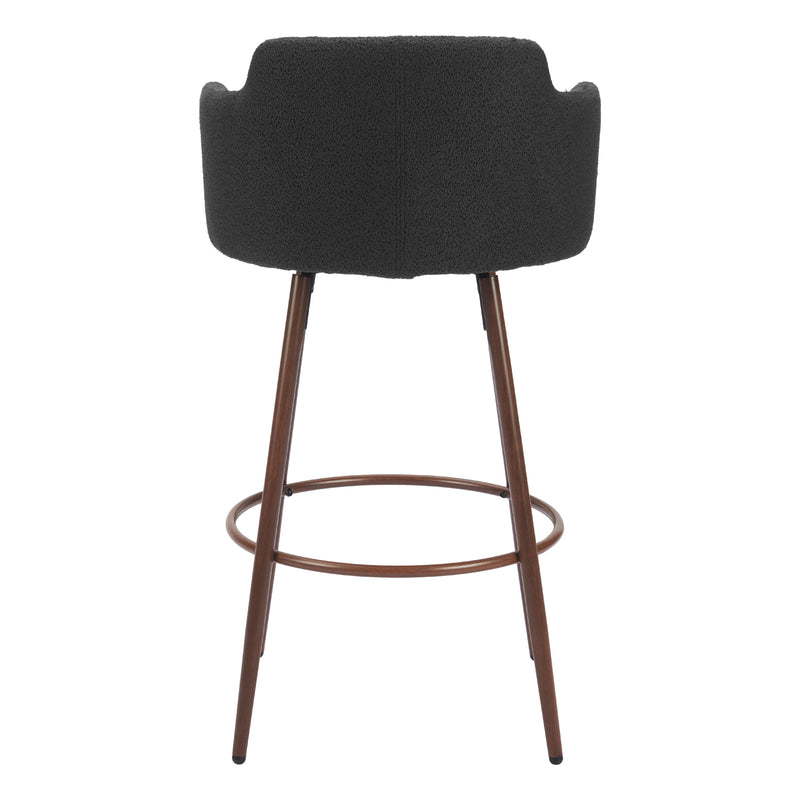 Zuo Kono 110374 Swivel Barstool - Black & Walnut IMAGE 4