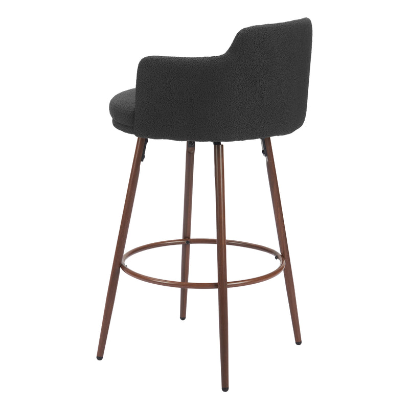 Zuo Kono 110374 Swivel Barstool - Black & Walnut IMAGE 5