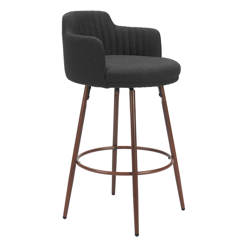 Zuo Kono 110374 Swivel Barstool - Black & Walnut IMAGE 6