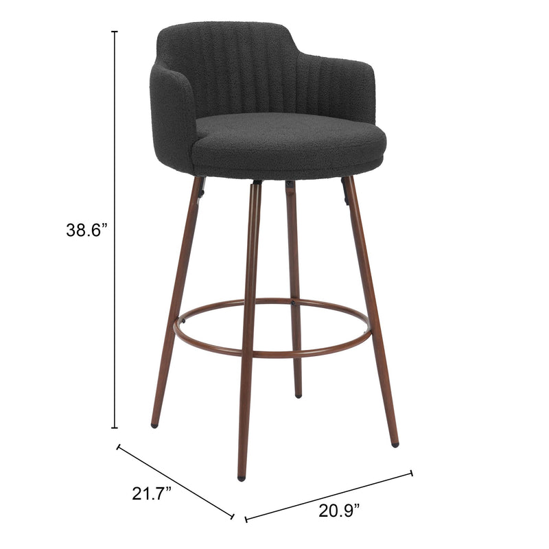 Zuo Kono 110374 Swivel Barstool - Black & Walnut IMAGE 8