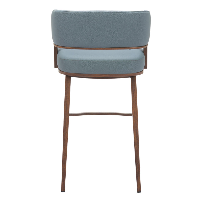 Zuo Poise 110329 Barstool - Azure Grey & Walnut IMAGE 4