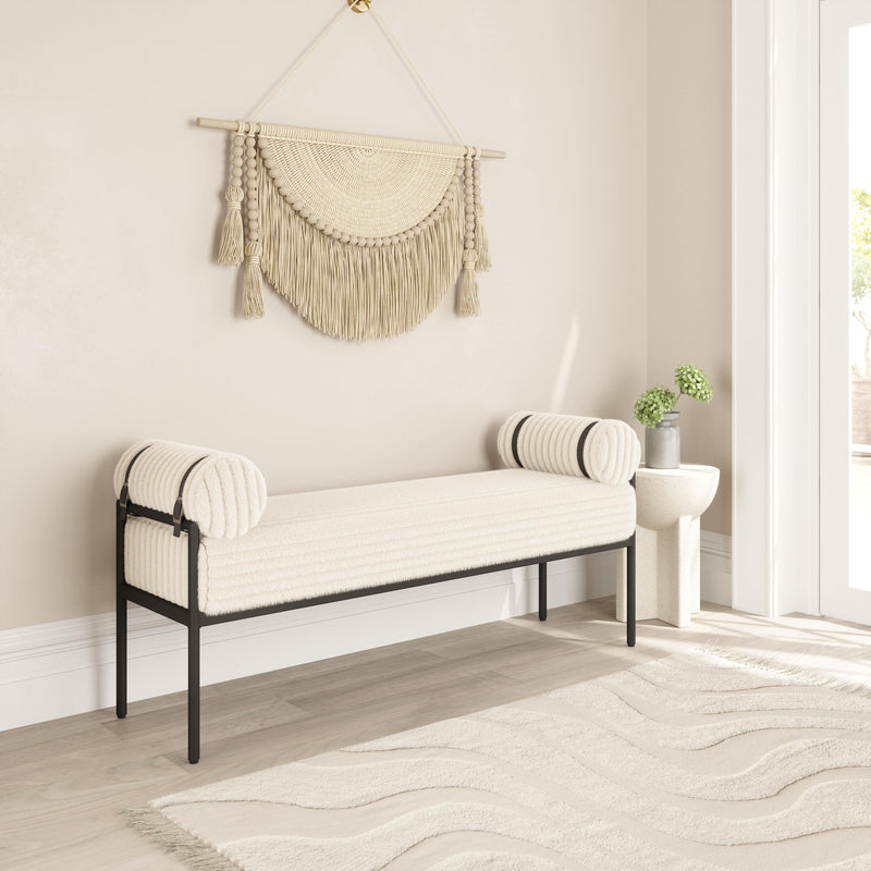 Zuo Barrow 110353 Bench - Cream IMAGE 6
