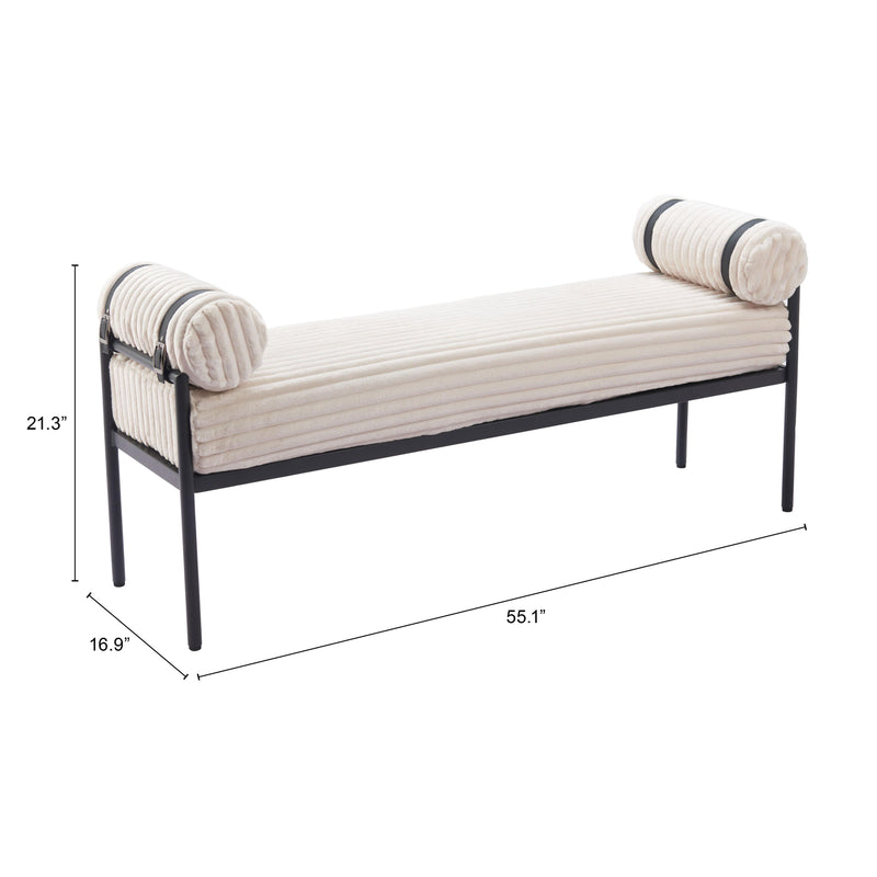 Zuo Barrow 110353 Bench - Cream IMAGE 7