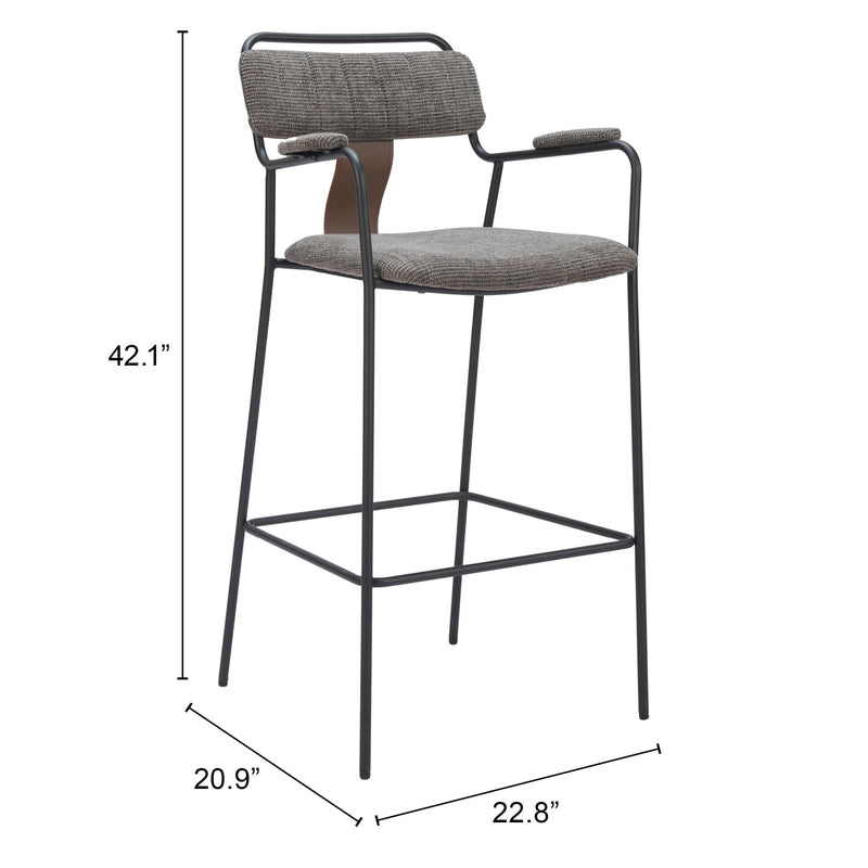 Zuo Couva 110091 Barstool - Butterscotch Brown IMAGE 8
