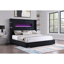  Coaster Furniture Tisdall 306031KE Upholstered Eastern King Flame Visualizer Bed - Black IMAGE 4