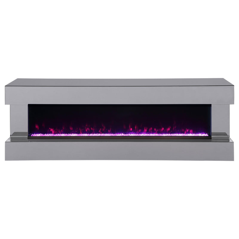 Coaster Furniture Vallerie 710021 71" TV Stand with Visual Flame Box - Grey Mirror IMAGE 4
