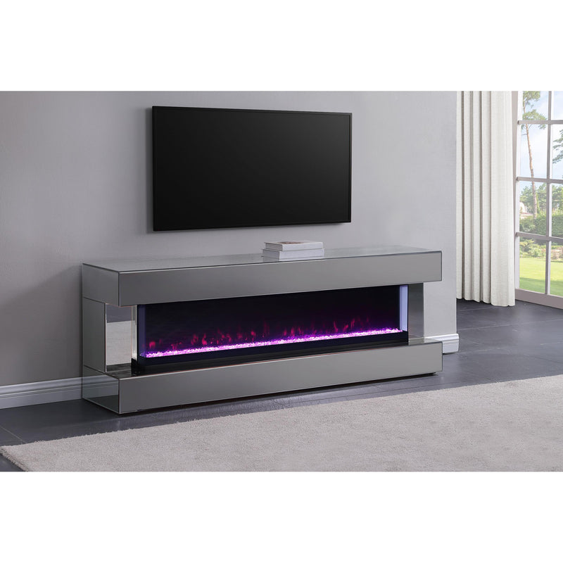 Coaster Furniture Vallerie 710021 71" TV Stand with Visual Flame Box - Grey Mirror IMAGE 7