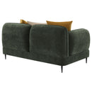  Coaster Furniture Jade 509132 Chenille Upholstered Modern Track Arm Loveseat - Green IMAGE 6