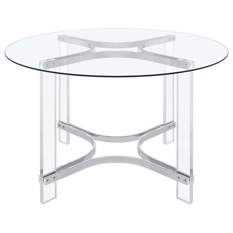  Coaster Furniture Keeling 108501 47-inch Round Glass Top Acrylic Dining Table - Chrome IMAGE 3