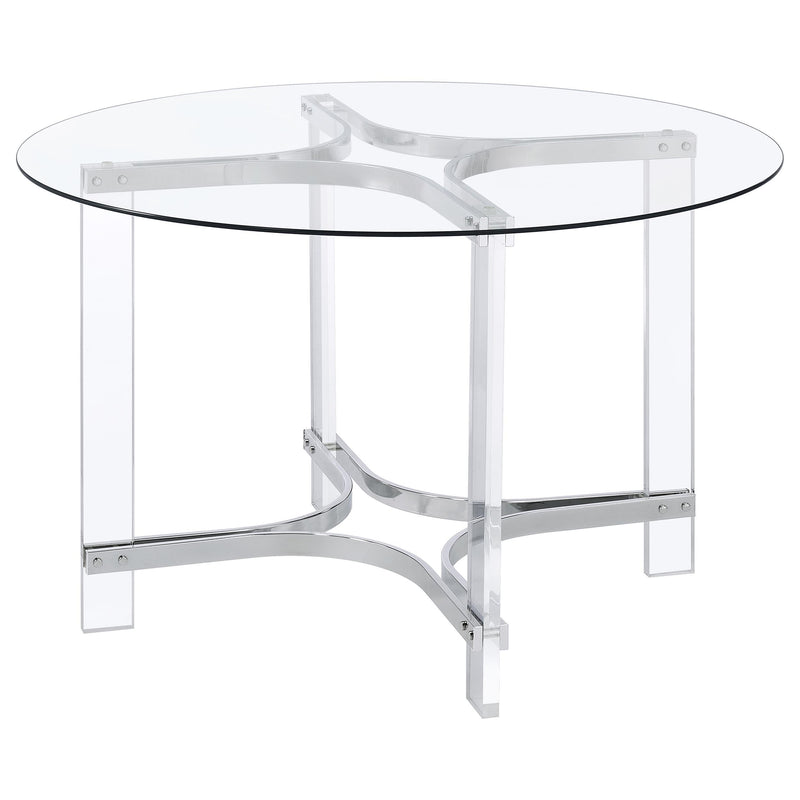  Coaster Furniture Keeling 108501 47-inch Round Glass Top Acrylic Dining Table - Chrome IMAGE 4
