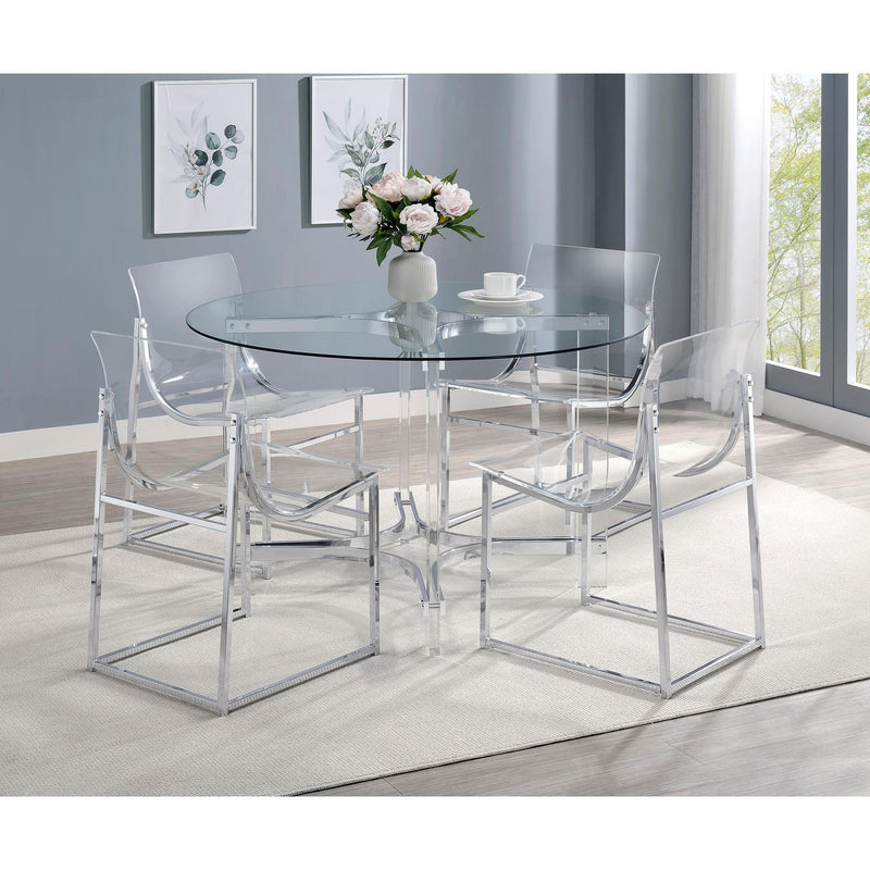  Coaster Furniture Keeling 108501 47-inch Round Glass Top Acrylic Dining Table - Chrome IMAGE 7