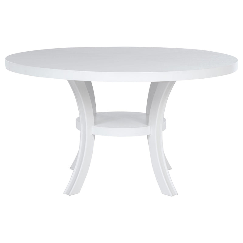  Coaster Furniture Judd 109330 54-inch Round Dining Wood Table with Shelf - Pearl White IMAGE 4