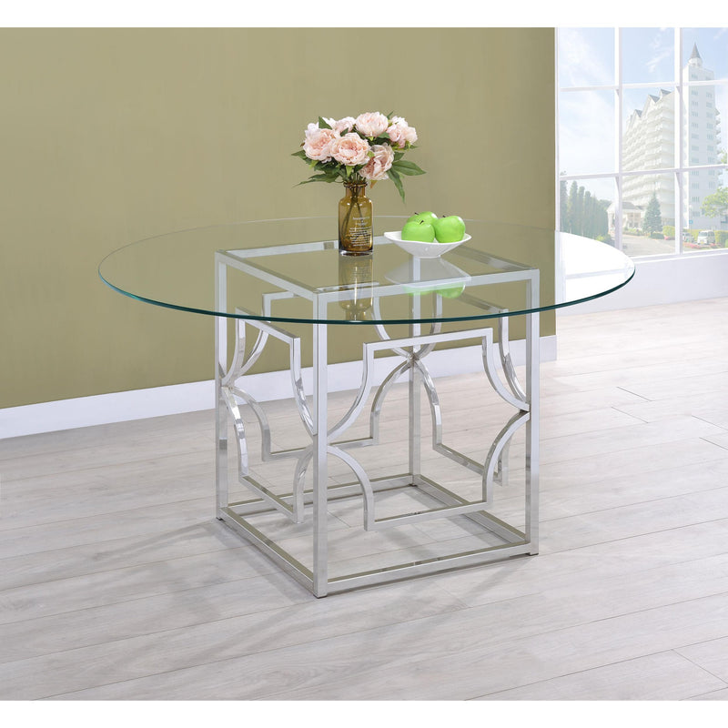  Coaster Furniture Starlight 192561BG Round 54-inch Glass Top Metal Dining Table - Chrome IMAGE 2