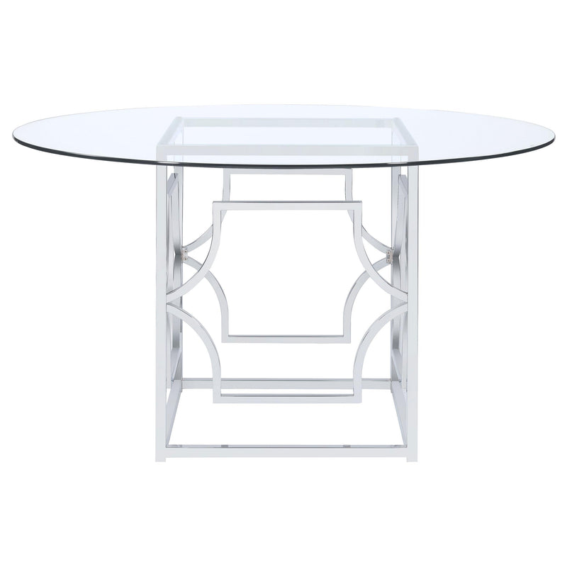  Coaster Furniture Starlight 192561BG Round 54-inch Glass Top Metal Dining Table - Chrome IMAGE 3
