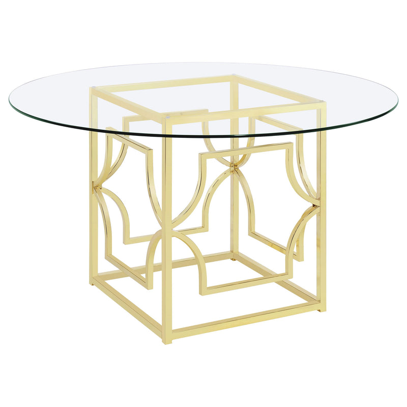  Coaster Furniture Starlight 192641BG Round 54-inch Glass Top Metal Dining Table - Brass IMAGE 1