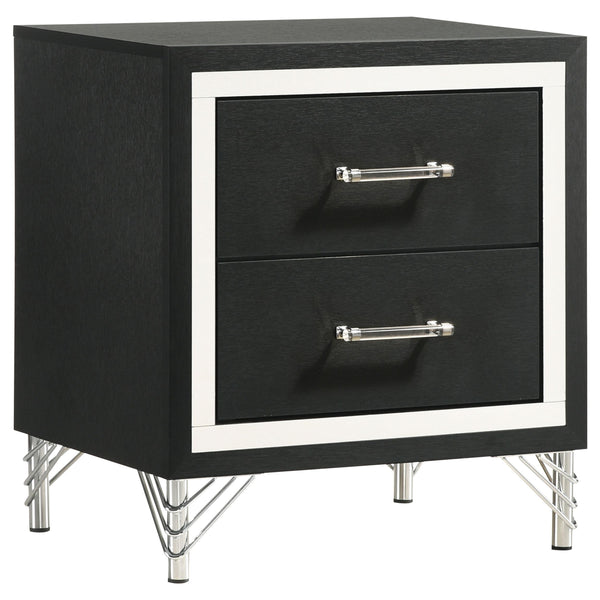  Coaster Furniture Lucia 224992 2-Drawer Nightstand Bedside Table - Black IMAGE 1